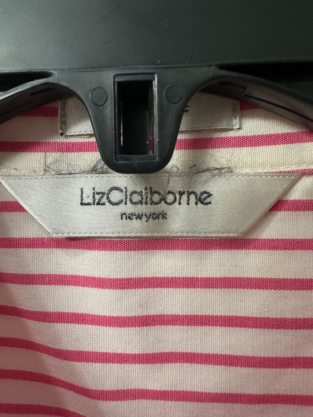 Liz Claiborne Pink White Stripe Hidden Placket Button Shirt Small Tailored - Picture 4 of 7